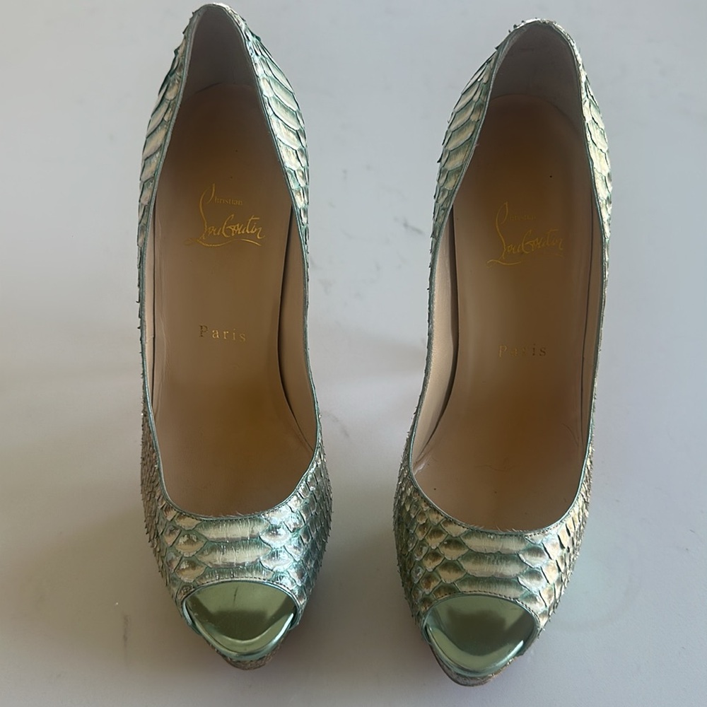 Python Metallic Green Gold Christian Louboutin La… - image 2